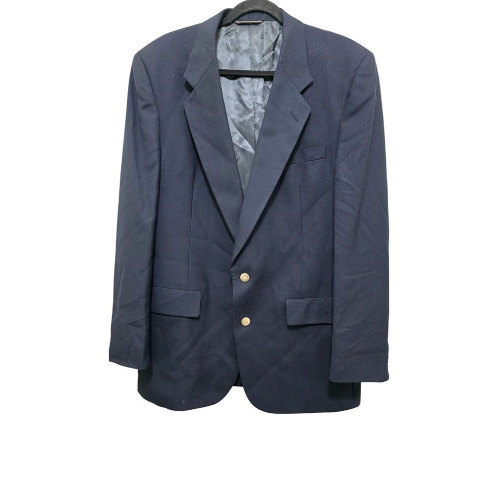 Christian Dior Navy Blue Blazer Gold Buttons Size 44R Glen Eagles Single-Breaste